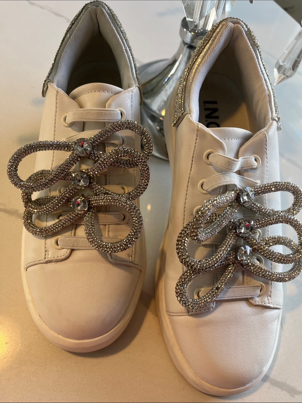 INC International Concepts Cream Jewel-Embellished Sneakers